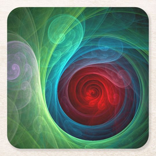 Discover Red Storm Floral Modern Abstract Art Color Pattern Square Paper Coaster