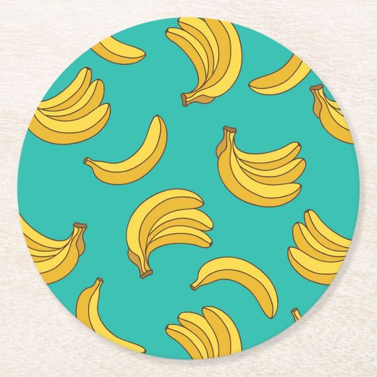Discover Banana Fruit Fun Pattern Round Paper Coaster
