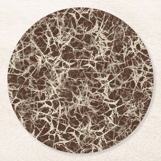 Discover Networking Neurons on Red - seamless pattern.   Round Paper Coaster