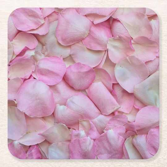 Discover Pink Rose Petals Pattern-31940 Square Paper Coaster