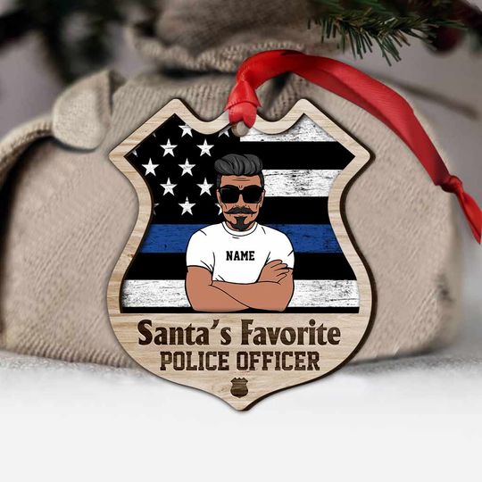 Discover Santa's Favorite Police Officer - Personalized Christmas Layered Wood Ornament
