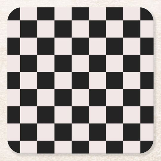 Discover Retro Black White Checks Checkerboard Pattern  Square Paper Coaster