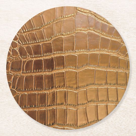 Discover Faux Crocodile Leather Animal Skin Pattern Round Paper Coaster