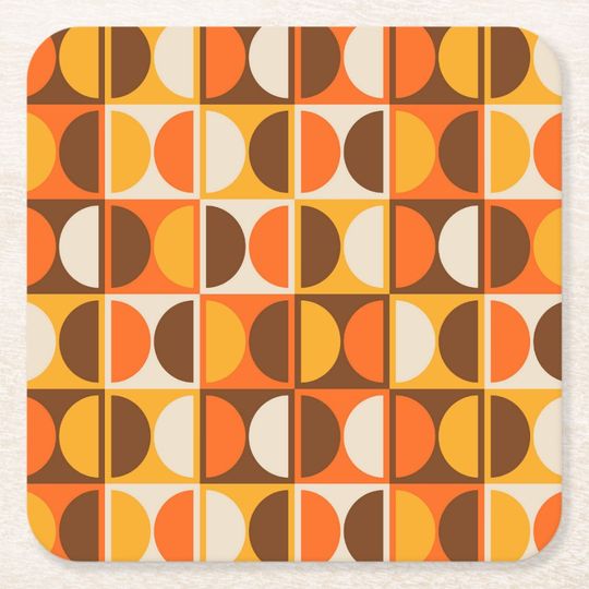 Discover Mid Century Modern Geometric Abstract Pattern Square Paper Coaster