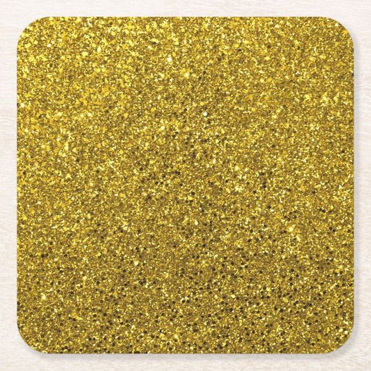 Discover Gold Glitter Pattern Square Paper Coaster