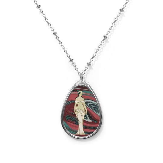 Discover Elegant Oval Pendant Necklace, Feminine Jewelry Gift