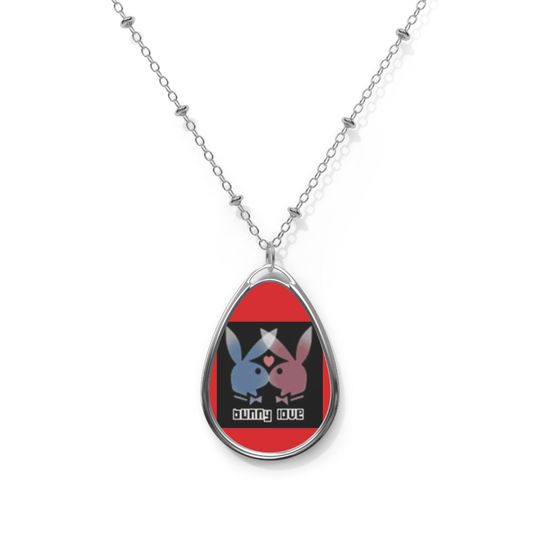 Discover Charming Oval Necklace - Bunny Love Design, Gifts for Her, Playful Jewelry