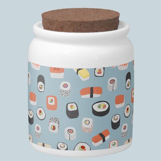 Discover Japanese Sushi Nigiri Maki Roll Pattern Candy Jar