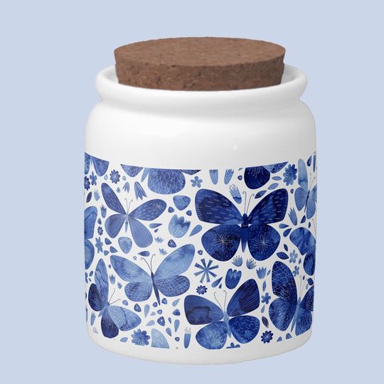 Discover Butterfly Watercolor Blue Candy Jar