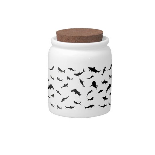 Discover Black and white Shadow fish shark whale pattern Candy Jar