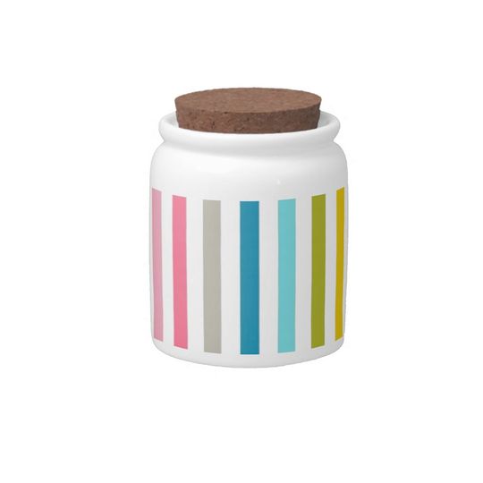 Discover Colored Candy Stripes Candy Jar