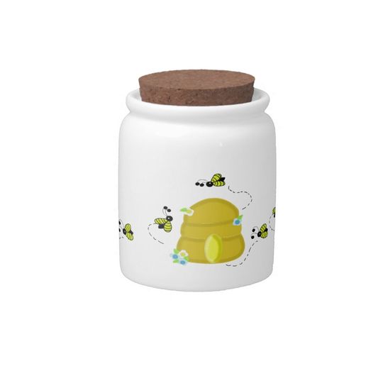 Discover Busy Bees Around Their Beehive Candy Jar