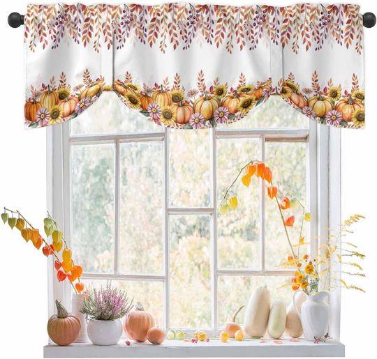 Discover Orange Pumpkins Sunflowers Tie Up Valance