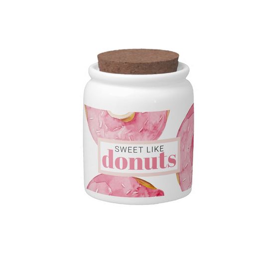 Discover Modern Pink Watercolor Sweet Like Donuts Quote Candy Jar