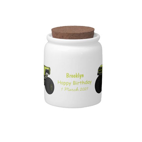 Discover Monster truck cartoon illustration candy jar