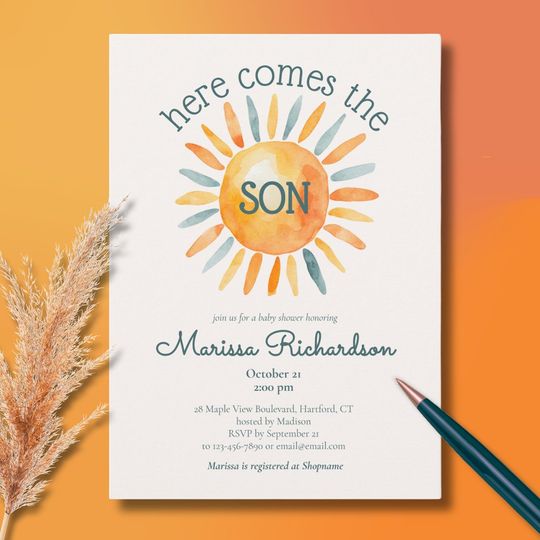 Discover Here Comes the Son Baby Boy Shower Candy Jar