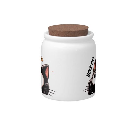 Discover  Holy Cat - Cute Black Cat with Halo  Candy Jar