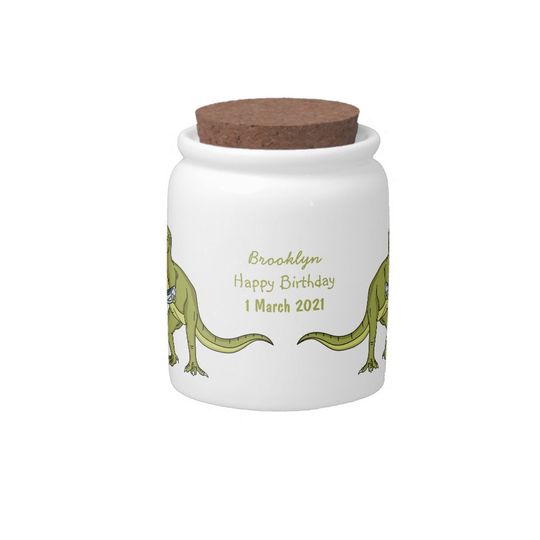 Discover Funny T rex dinosaur illustration  Candy Jar