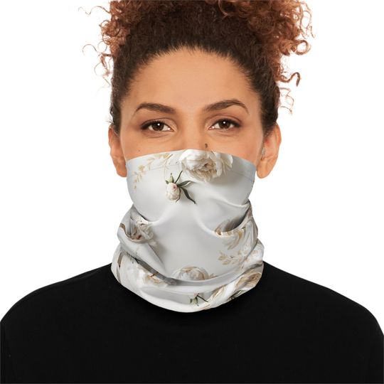 Discover Midweight Neck Gaiter Unisex White Flowers Winter Gift For Her Gift For Him