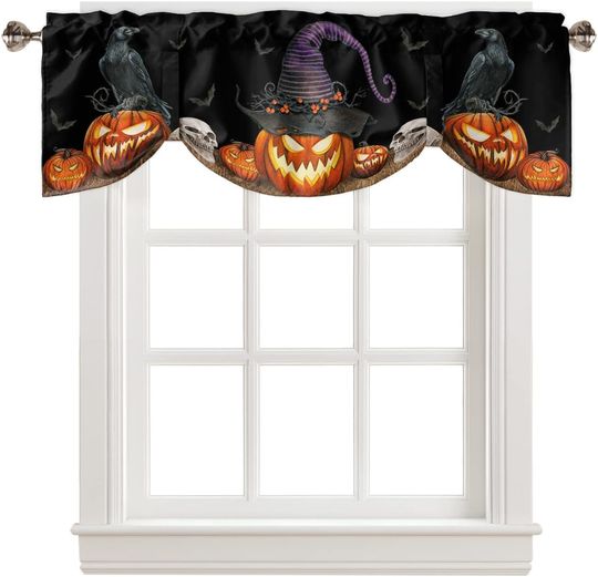 Discover Halloween Pumpkin Tie Up Valance