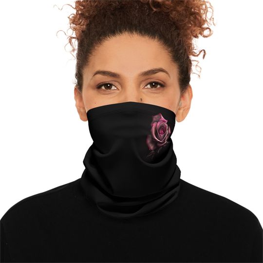 Discover Neck Gaiter, HotPink Flower Minimalistic Tube Scarf With Drawstrings, Camping Gear