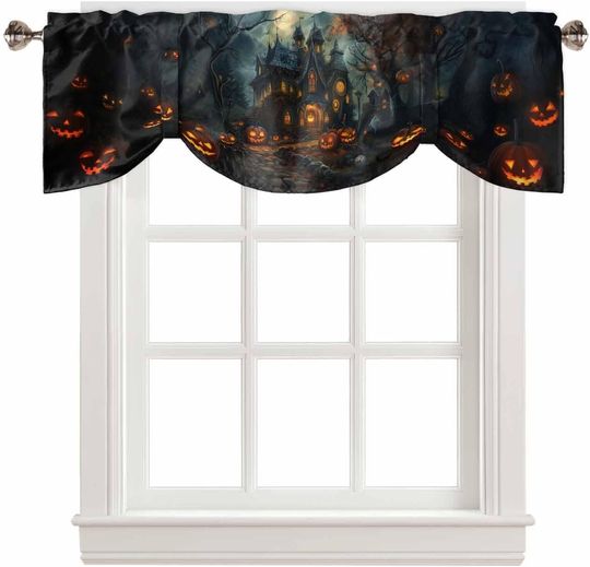Discover Halloween Pumpkin Tie Up Valance