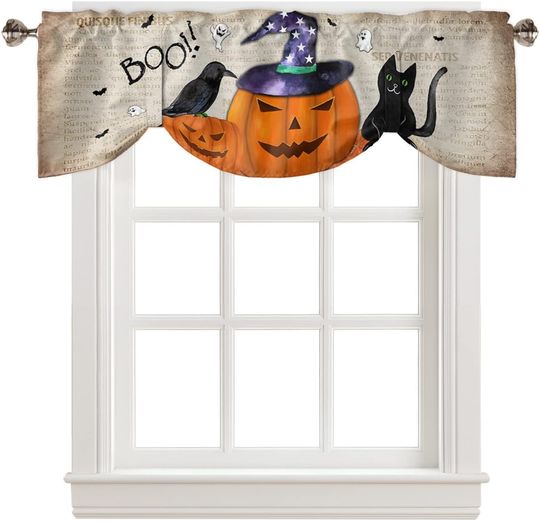 Discover Halloween Tie Up Valances Happy Halloween Pumpkin with Witch