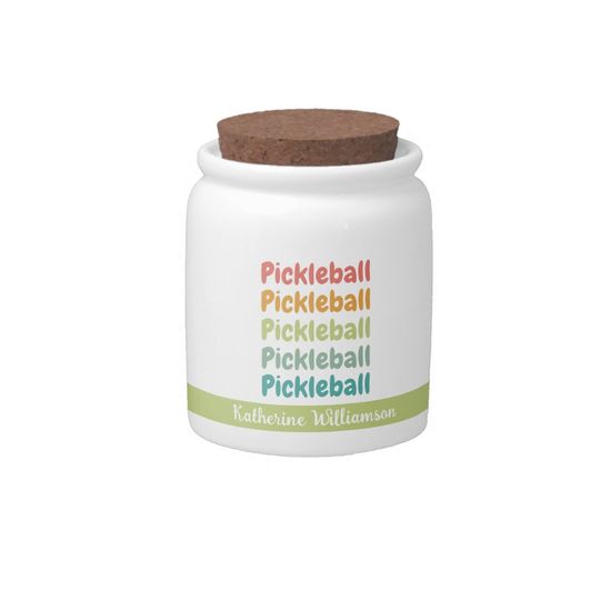 Discover Personalized Pickleball Retro Pickleball Player Candy Jar