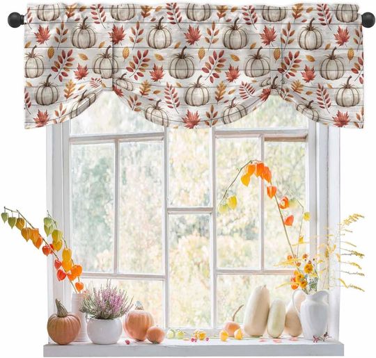 Discover Autumn Thanksgiving Pumpkin Tie Up Valance