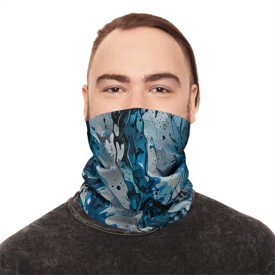 Discover Lightweight Neck Gaiter Blue & Gray Unisex Gift For Him Gift For Her Neck Gaiter