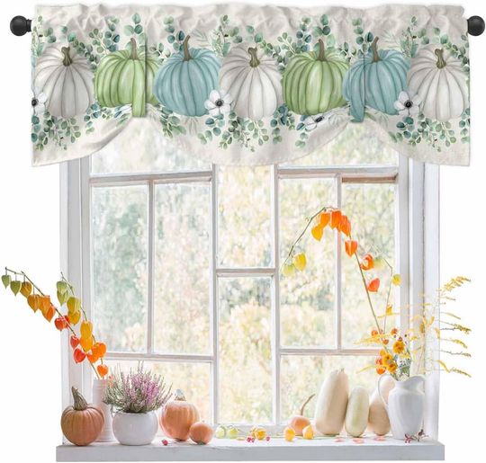 Discover Thanksgiving Autumn Farm Pumpkin Tie Up Valance