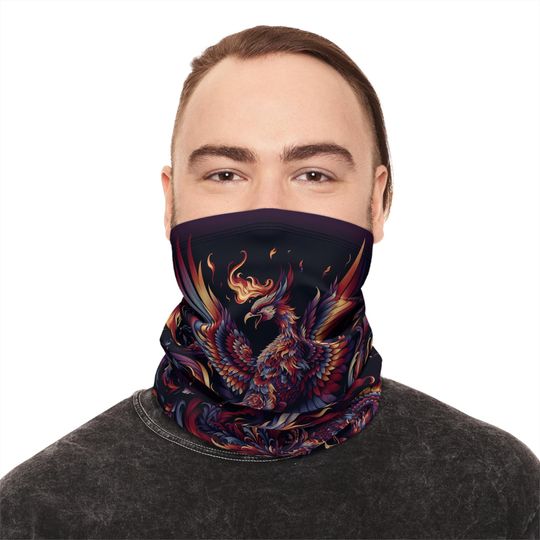 Discover Neck Gaiter, Flaming Phoenix Face Warmer, Winter Scarf, Adjustable Neck Wrap