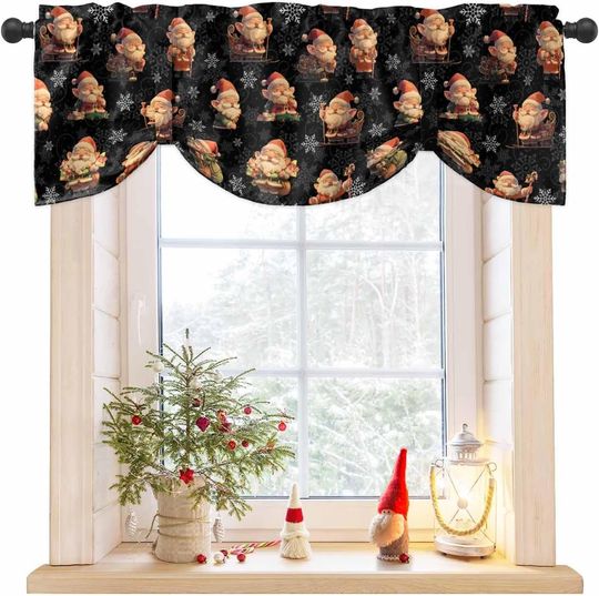 Discover Black Santa Christmas Tie Up Valances