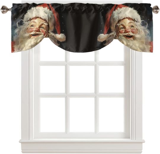 Discover Christmas Santa Tie Up Valances