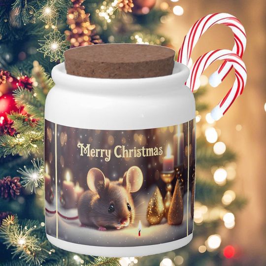 Discover Cute mouse celebrates Christmas  - custom Candy Jar