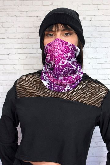 Discover Pink Mandala Neck Gaiter, bandana neck gaiter for women, cooling neck gaiter