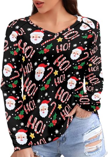 Discover Long Sleeve Shirts for Women V Neck Basic T-Shirts Plus Size Loose Casual Tops Fall Fashion Going Out Tunic Blouse
