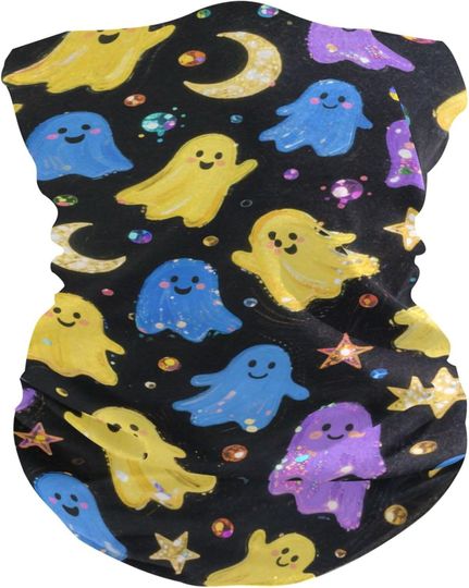 Discover Christmas Sequined Colorful Ghosts Four season Sun protection Winter Neck Gaiters