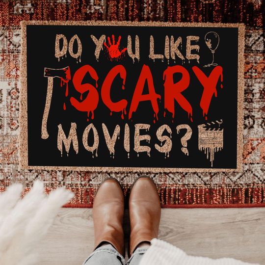 Discover Do You Like Scary Movies Doormat, Silhouette Horror Doormat,