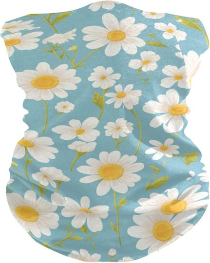 Discover Blue White Daisy Hot/Cold Weather Sun protection balaclava neck gaiter for men Stretchy reusable face masks for adults for Skiing Running halloween costumes mascaras para el sol