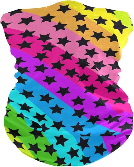 Discover Colorful Strips Black Stars Hot/Cold Weather UV protection beanie neck gaiter mask Quick Drying wristband reusable cloth face masks for Cycling Hunting halloween costumes mascarillas para el