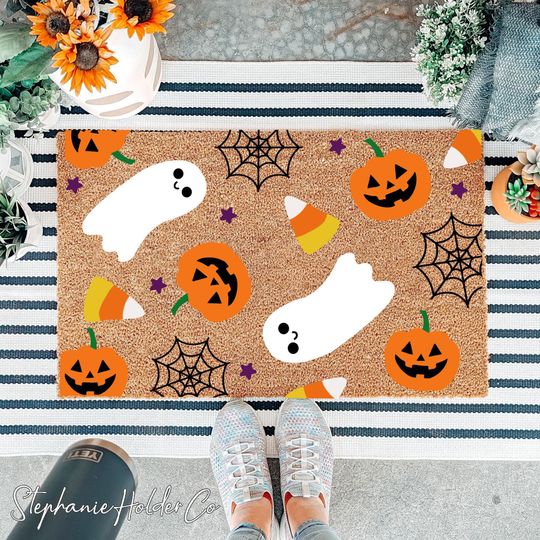 Discover Hey Boo Doormat, Halloween Doormat Cute Ghosts, Pumpkins Doormat