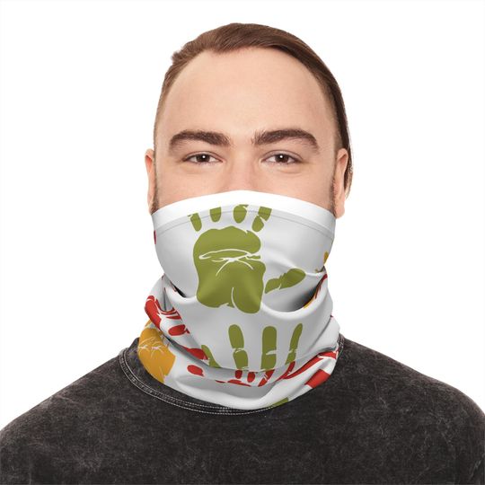 Discover Colorful Handprint Neck Gaiter Face Mask Scarves