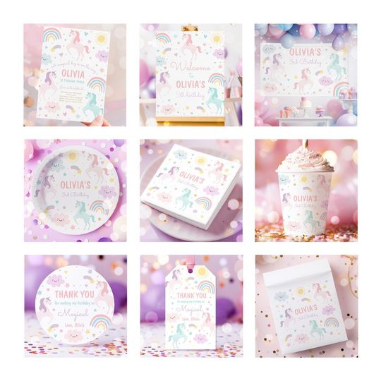 Discover Magical Pastel Unicorn Rainbow Birthday Party Party Hat