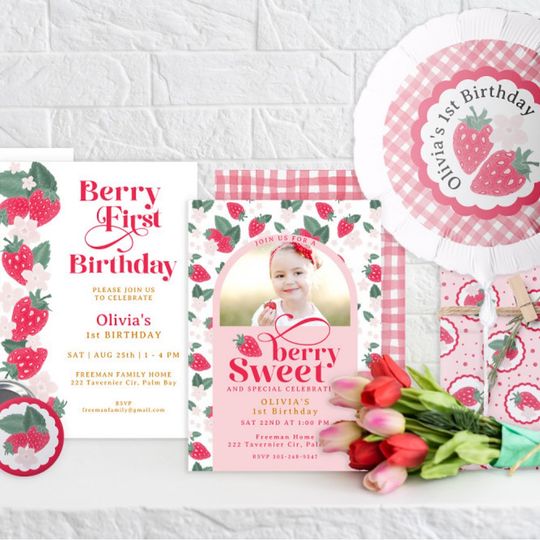 Discover Red Strawberry Birthday Party Hats