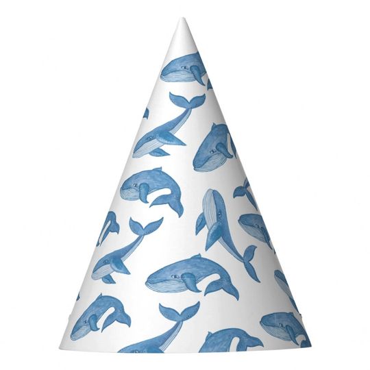 Discover Kawaii Cute Blue Whales Pattern. Party Hat