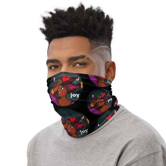 Discover FACE MASK scarf JOY black karinsArt Neck Gaiter Unisex Affirmational headband