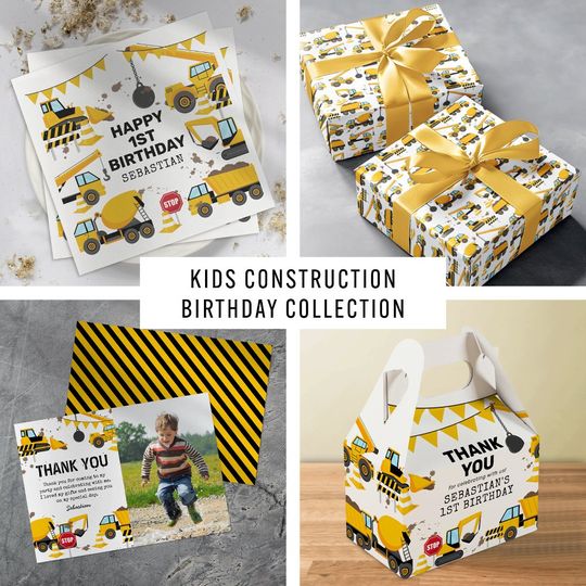 Discover Construction Kids Birthday Party Hat