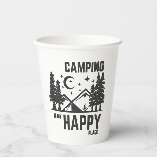 Discover Camping is my happy place paper cups