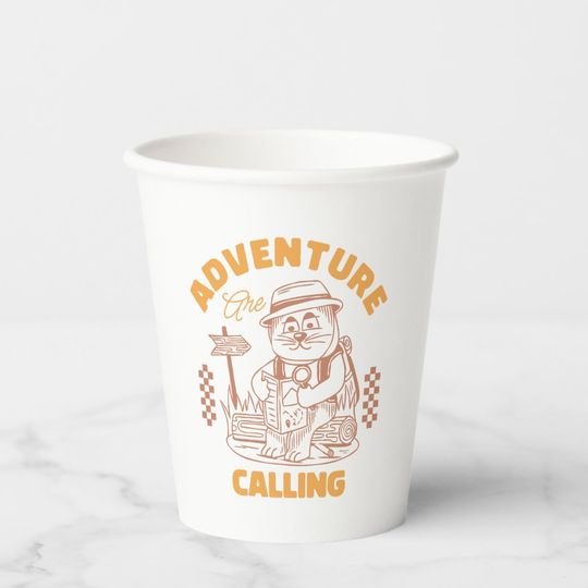 Discover Adventure Are Calling– Vintage Cat Paper Cups